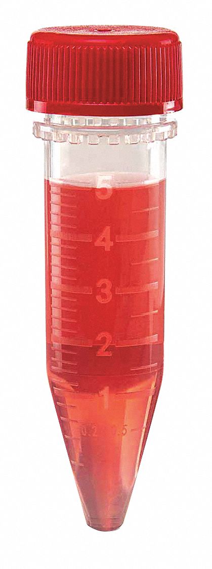 Centrifuge Tube: Polypropylene, 0.17 oz Capacity - oz, 5 mL Capacity - mL, Includes Closure, Clear