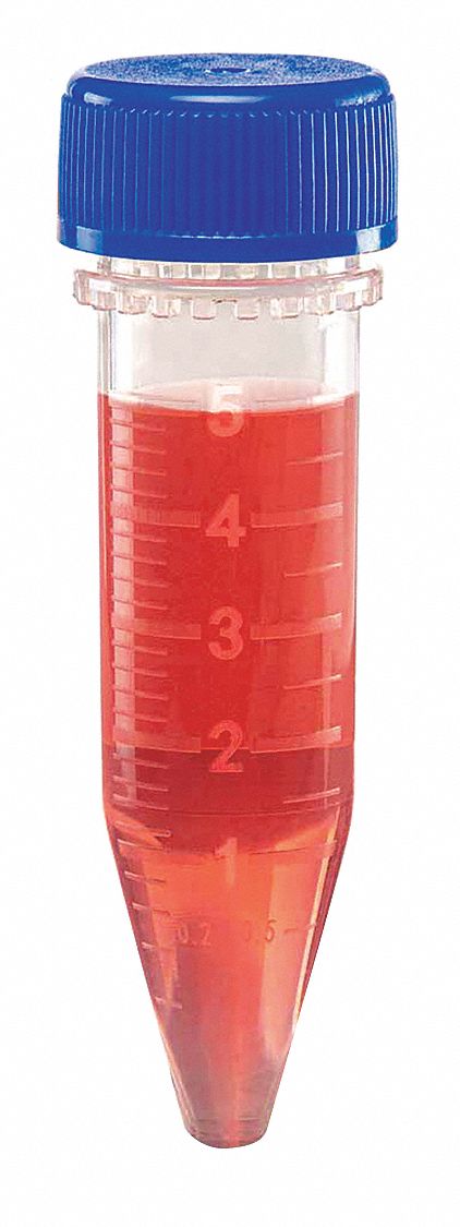 Centrifuge Tube: Polypropylene, 0.17 oz Capacity - oz, 5 mL Capacity - mL, Includes Closure, Clear