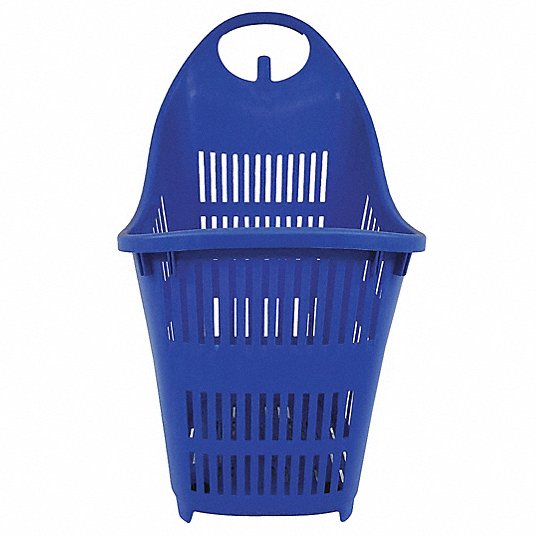 Rolling Hand Basket: 18 7/8 in x 18 7/8 in x 35 1/4 in, Polypropylene, Blue