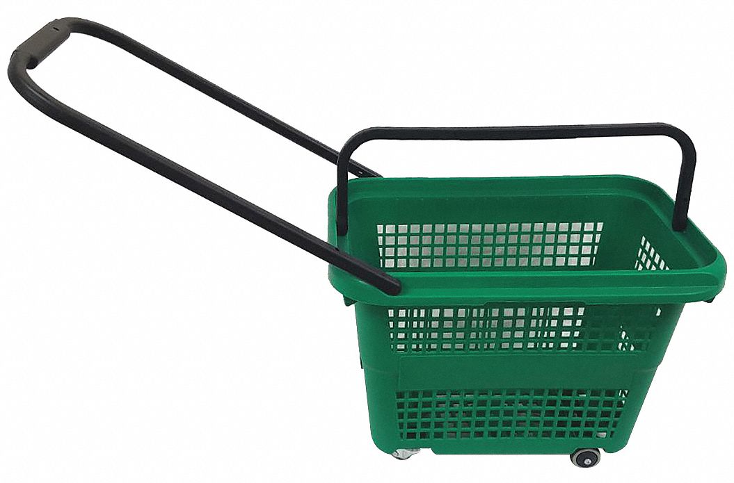 SHOPPING BASKET, Plastic, Green, Rolling Hand Basket 55NJ22