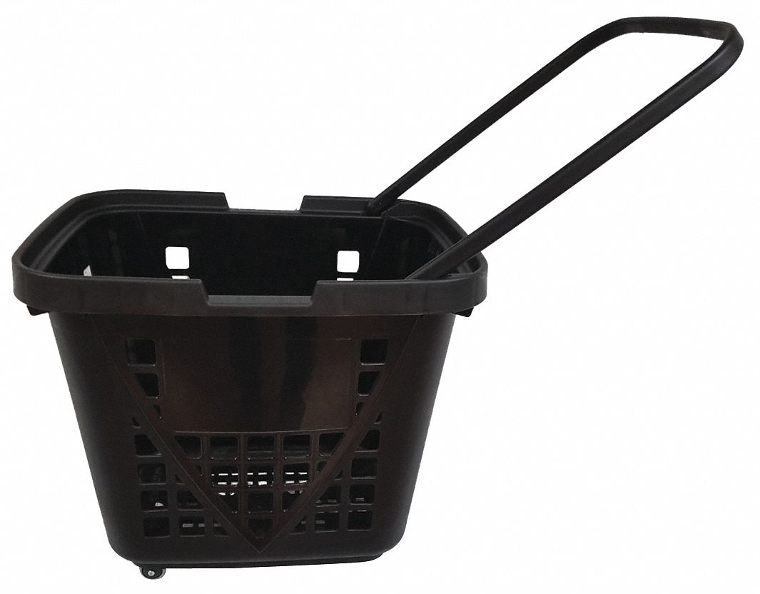 SHOPPING BASKET, Plastic, Black, Rolling Hand Basket 55NJ27