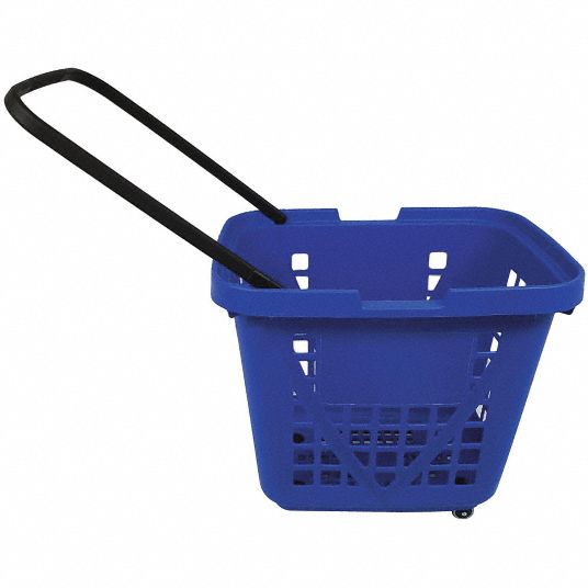 SHOPPING BASKET Rolling Hand Basket: 23 1/4 in x 17 3/8 in x 20 1/8 in,  Polypropylene, Blue