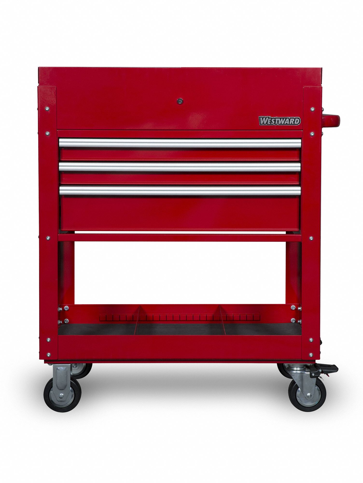 WESTWARD Tool Utility Cart: Powder Coated Red, 35 5/8 in Overall Wd, 20 ...