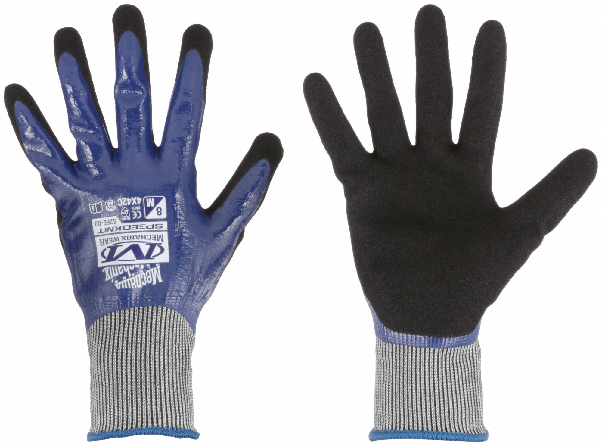 Knit Gloves: S ( 7 ), ANSI Cut Level A4, Full, Double Dipped, Nitrile, Sandy, 1 PR