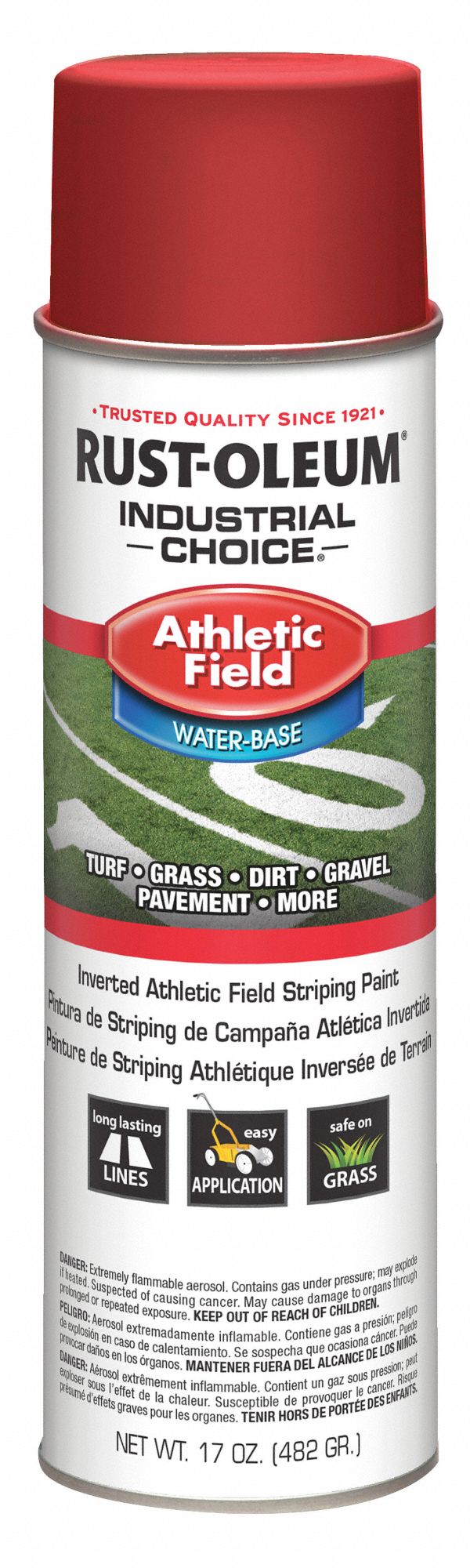 Athletic Field Striping Paint: Inverted Paint Dispensing, Scarlet Red, 20 oz