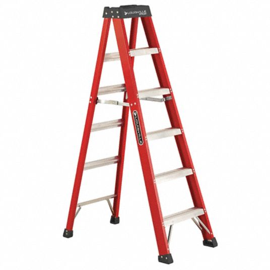 LOUISVILLE LADDER, Fiberglass, 375 lb Load Capacity, Stepladder ...