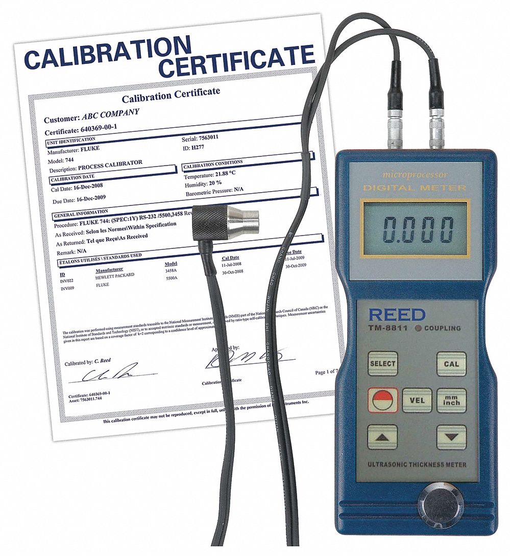 REED INSTRUMENTS, NIST, Steel, Ultrasonic Thickness Gauge 55NP08TM