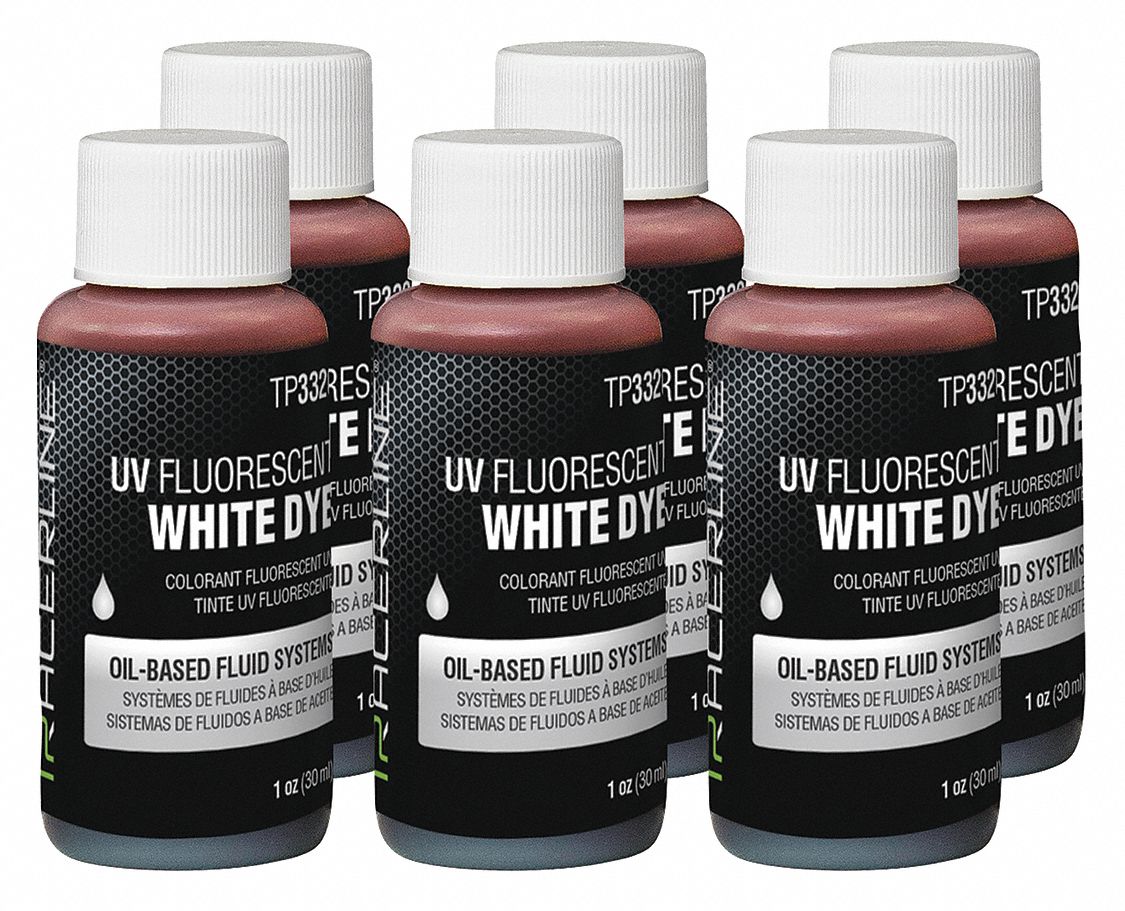 Leak Detection Dye: Leak Detection Dye, Oil-Based Fluids, 1 oz Container Size, White
