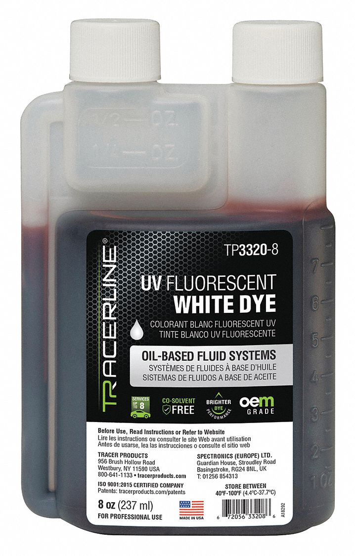 TRACERLINE UV Leak Detection Dye, 8 oz. Size 55NP44TP33208 Grainger