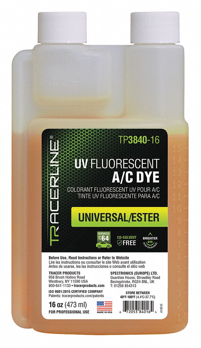 TRACERLINE UV Leak Detection Dye, 16 oz. Size 55NP58TP384016 Grainger