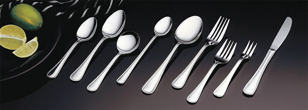Teaspoon: Brocade, 18/0, Stainless Steel, 6 3/8 in Overall Lg, Silver, Chrome