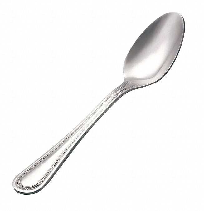 Bouillon Spoon: Brocade, 18/0, Stainless Steel, 6 1/8 in Overall Lg, Silver, Chrome