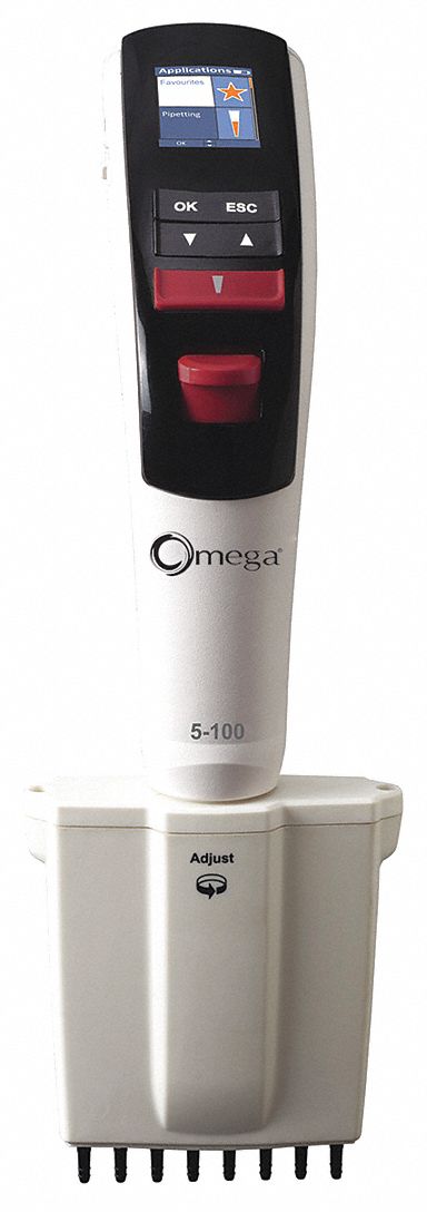 Multichannel Pipettor: 8 Channels, 100 ul Capacity - Max, Electronic Adj Volume