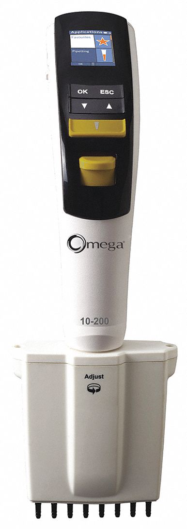 Multichannel Pipettor: 8 Channels, 200 ul Capacity - Max, Electronic Adj Volume