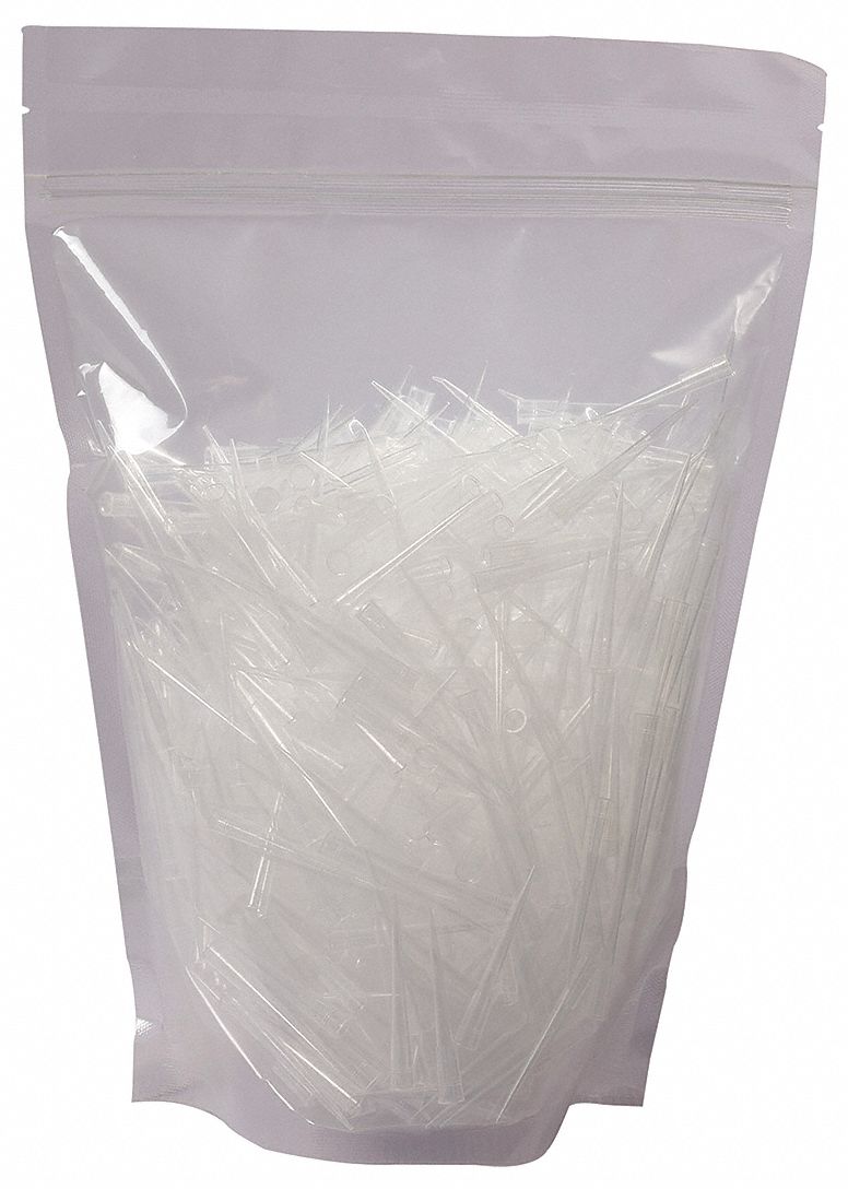 Pipette Tip: Non-Sterile, 200 ul Capacity, Bulk Bag, No Filter, Clear, 1, 000