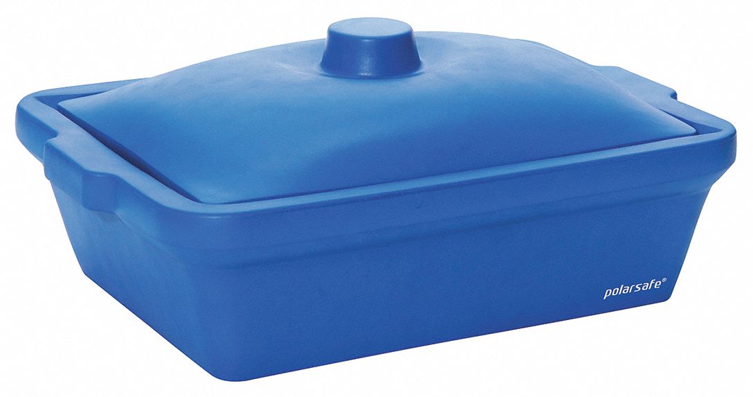 Ice Bucket with Lid: 9 L Capacity, Rectangular, Ethylene Vinyl Acetate, Blue, 7 in Overall Ht