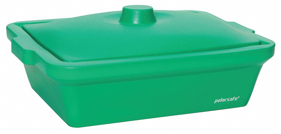 Ice Bucket with Lid: 9 L Capacity, Rectangular, Ethylene Vinyl Acetate, Green, 7 in Overall Ht