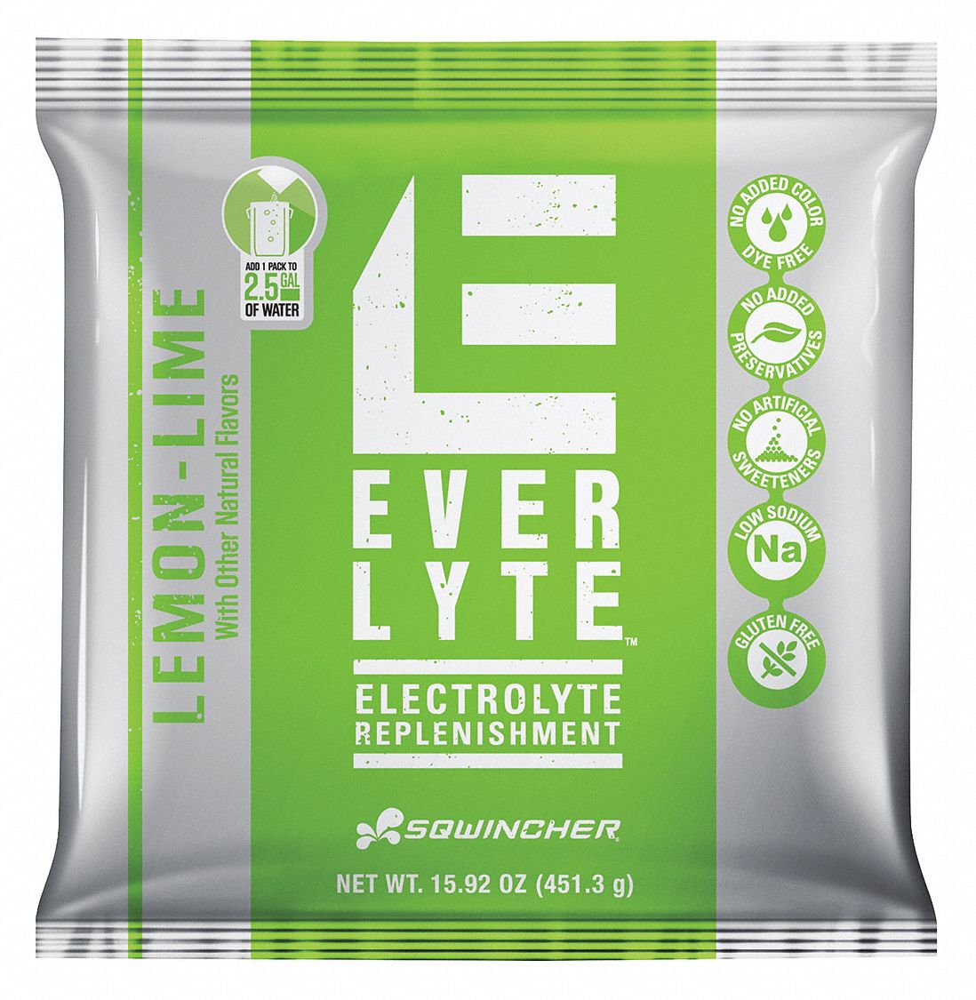 SQWINCHER Sports Drink Mix Low Calorie, 2.5 gal Yield per Unit, 15.92