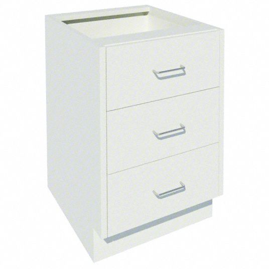 Base Cabinet: 27 5/8 in Overall Ht, 22 in Overall Dp, 18 in Overall Wd, Steel, 3 Drawers, 0 Shelves