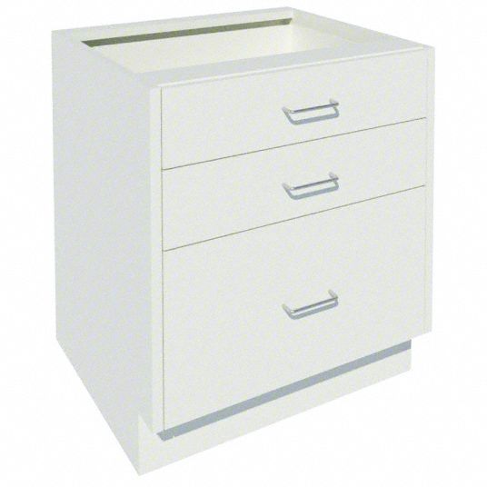 Base Cabinet: 27 5/8 in Overall Ht, 22 in Overall Dp, 24 in Overall Wd, Steel, 3 Drawers, 0 Shelves