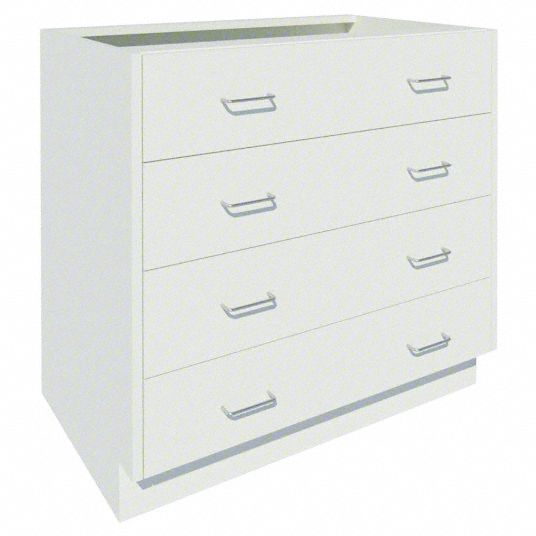 Base Cabinet: 35 1/8 in Overall Ht, 22 in Overall Dp, 36 in Overall Wd, Steel, 4 Drawers, 0 Shelves