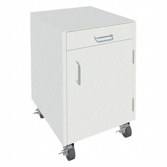 Mobile Cabinet: 27 1/8 in Overall Ht, 22 in Overall Dp, 18 in Overall Wd, Steel, 1 Drawers, 1 Doors
