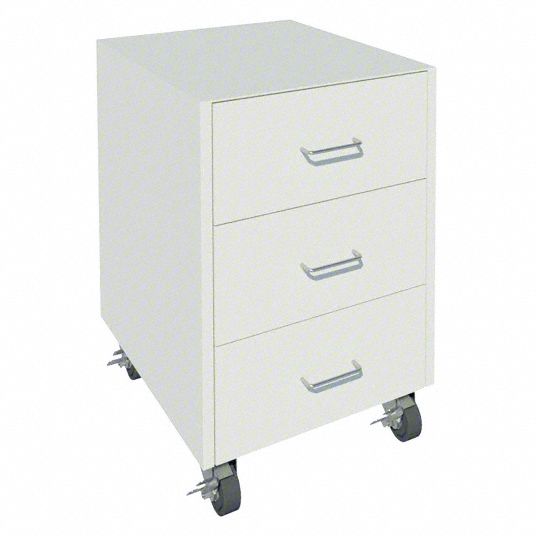 Mobile Cabinet: 27 1/8 in Overall Ht, 22 in Overall Dp, 18 in Overall Wd, Steel, 3 Drawers, 0 Doors
