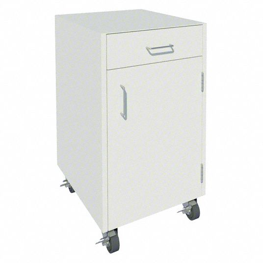 Mobile Cabinet: 32 1/8 in Overall Ht, 22 in Overall Dp, 18 in Overall Wd, Steel, 1 Drawers, 1 Doors
