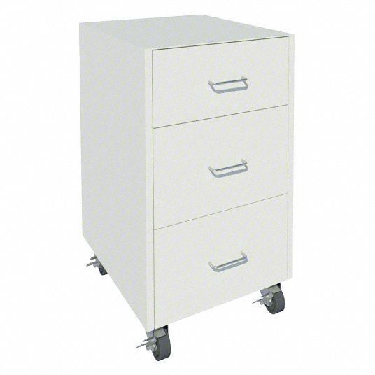 Mobile Cabinet: 32 1/8 in Overall Ht, 22 in Overall Dp, 18 in Overall Wd, Steel, 3 Drawers, 0 Doors
