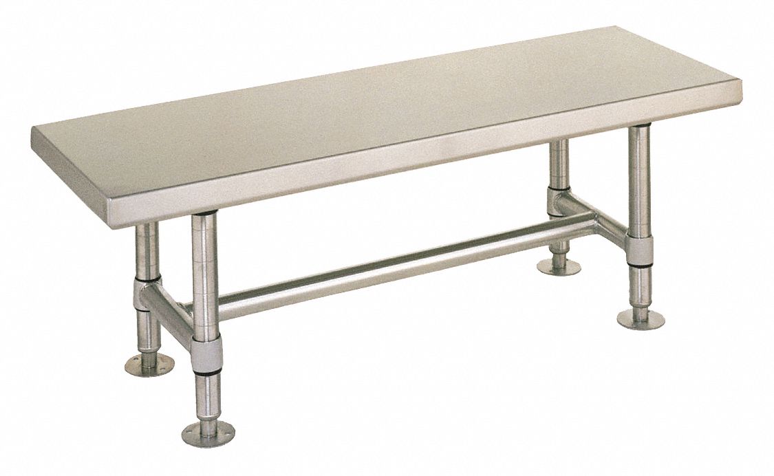 GOWNING BENCH,STAINLESS STEEL,6 FT LONG