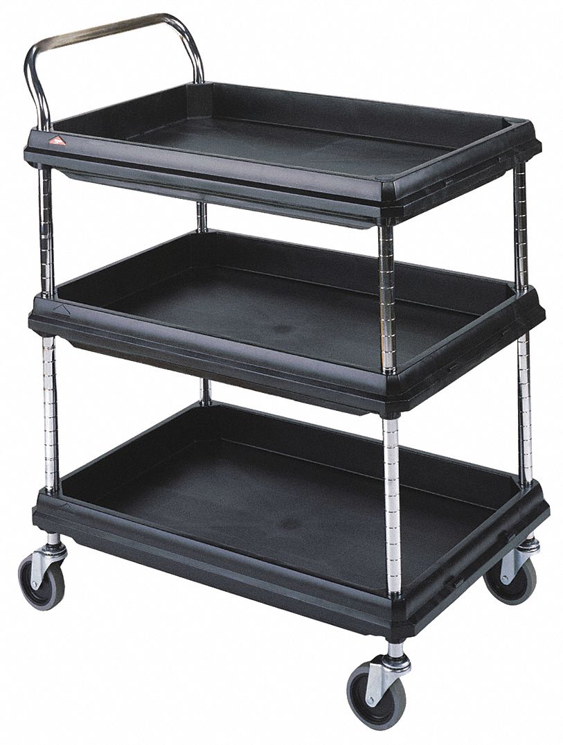 Laboratory Utility Cart: 33 3/4 in Overall Lg, 21 1/2 in Overall Wd, 33 1/4 in Overall Ht, Polymer