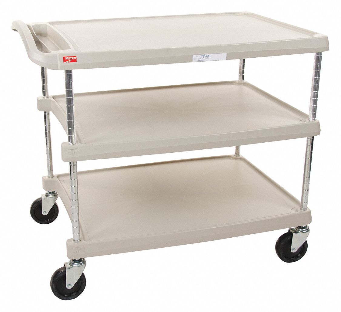 Laboratory Utility Cart: 31 1/2 in Overall Lg, 18 3/8 in Overall Wd, 35 1/2 in Overall Ht, Polymer