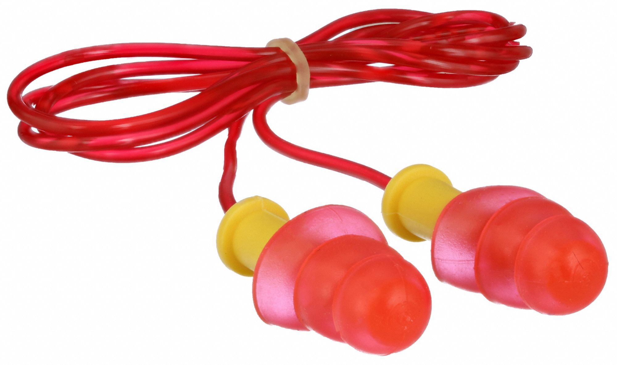 BOUCHONS D'OREILLE, JETABLES, ROUGES, TPE/PVC, UNIVERSELS, À BRIDES, 25 DB, FILAIRES, À ENFONCER, 50 PR