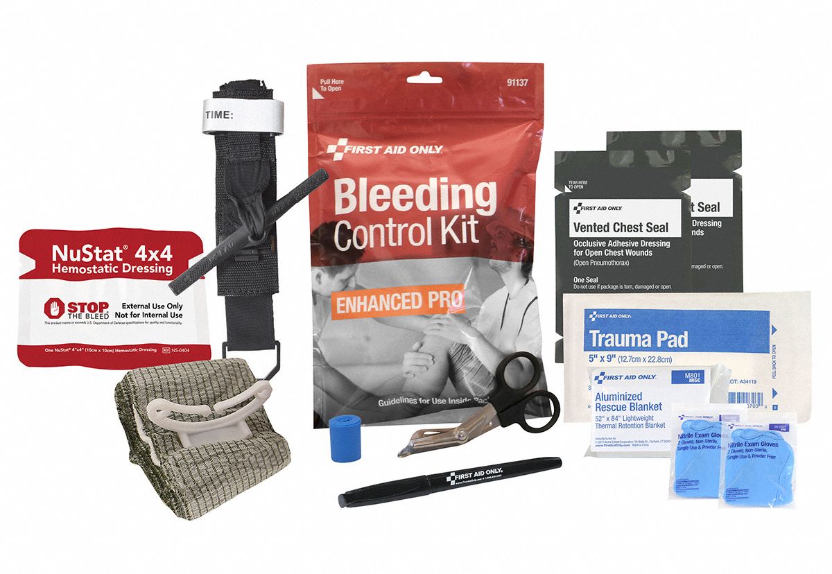 FIRST AID ONLY Stop Bleed Kit EMS Trauma Response 15 Components Red 