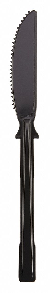 Disposable Knife: Series T, Medium-Wt, Black, Unwrapped, Plastic, 960 PK