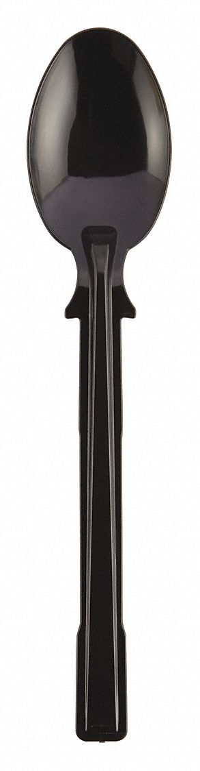 Disposable Spoon: Series T, Medium-Wt, Black, Unwrapped, Plastic, 960 PK