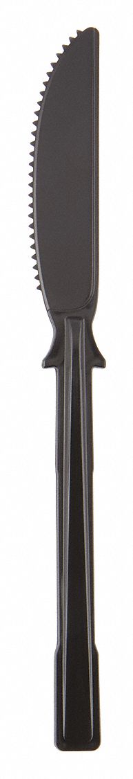 Disposable Knife: Series T, Medium-Wt, Black, Unwrapped, Plastic, 960 PK