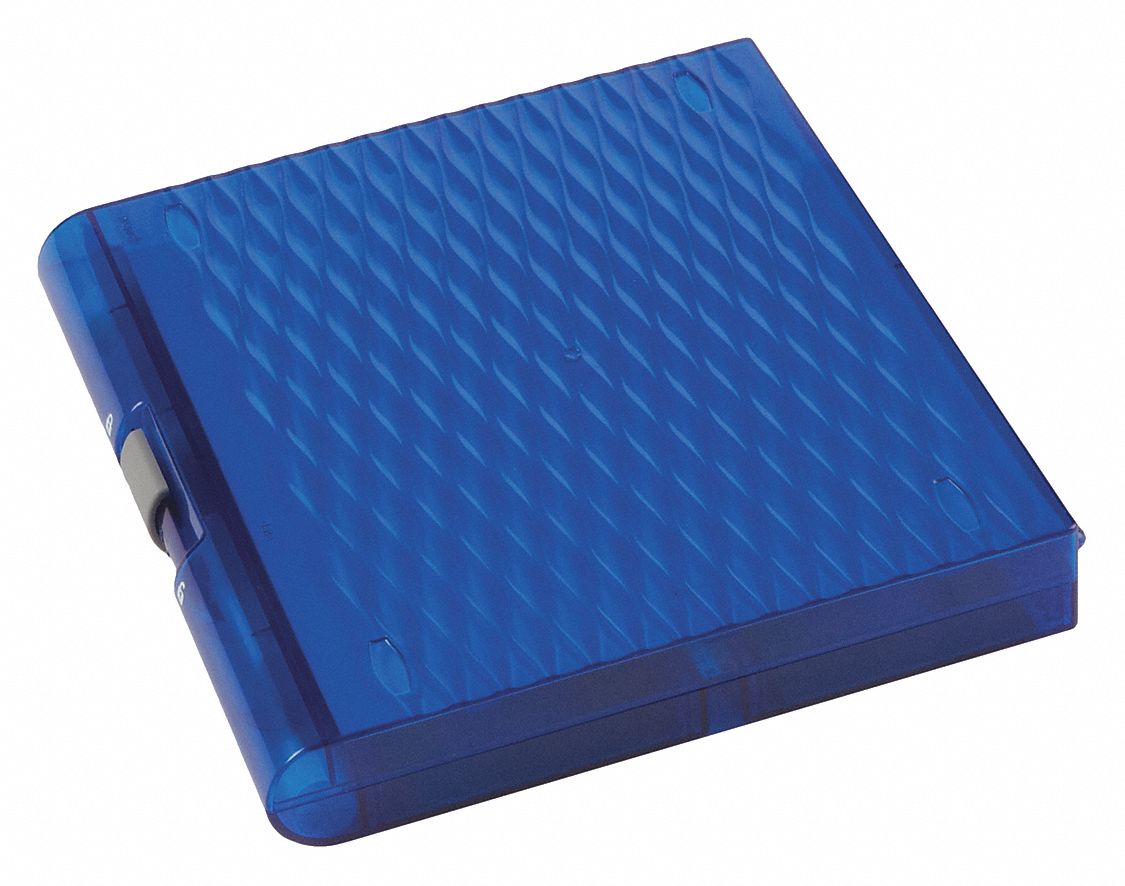 Slide Box: Plastic, 8.2 in Overall Lg, 7.7 in Overall Wd, Blue, (100) 76 x 26 mm, 8.2 x 7.7 x 1.3 in