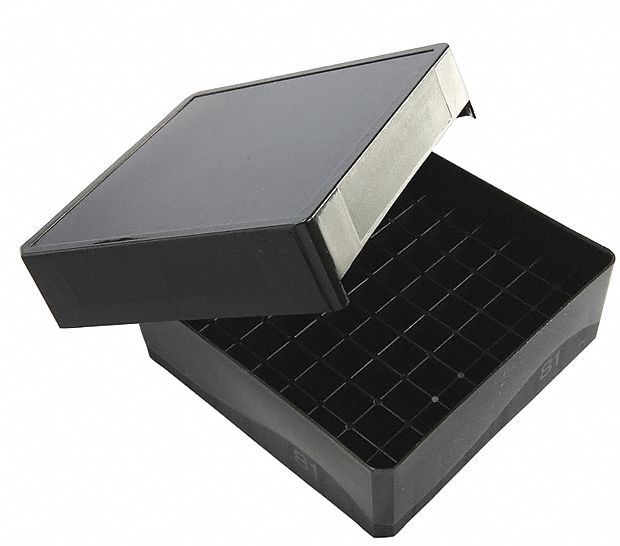 Rectangular Storage Box: 5 1/8 in Overall Wd, 1 7/8 in Overall Ht, 5 1/8 in Overall Lg, Black