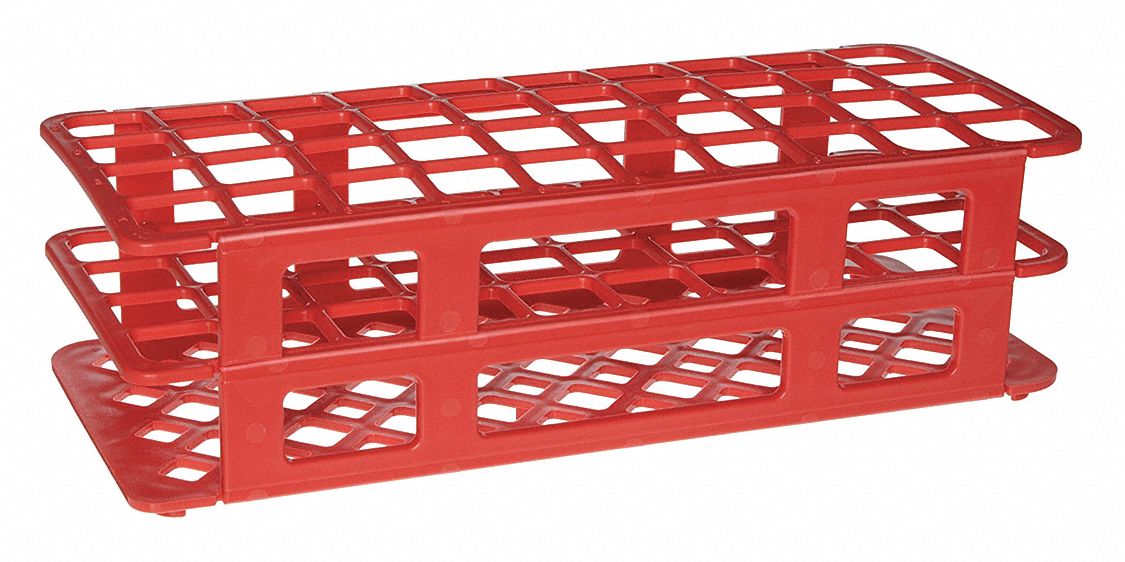 Polypropylene, Red, Tube Rack - 55PT43|HS243071R - Grainger