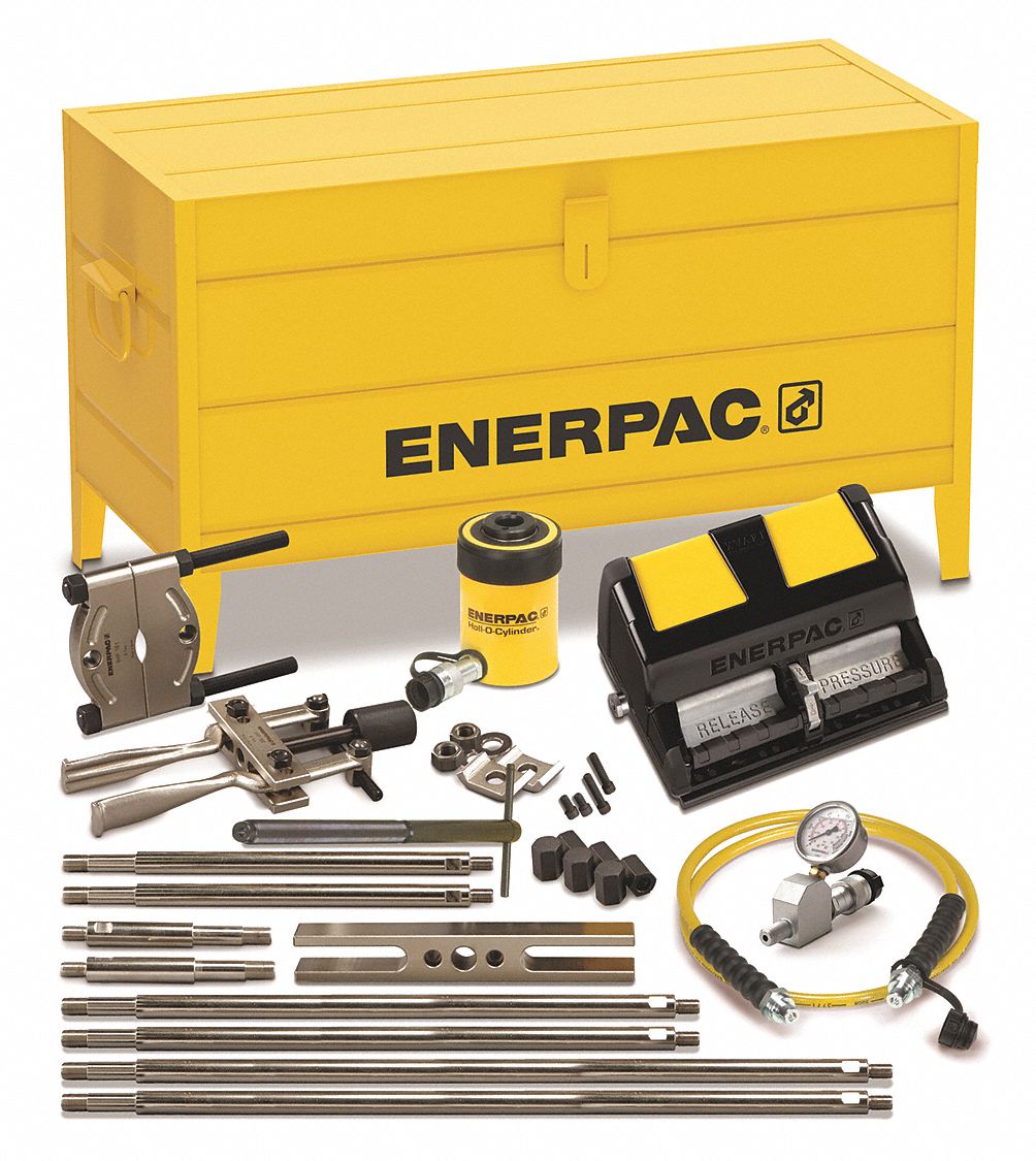 ENERPAC, 6 ton Capacity with Attachments, 2 in Stroke Lg, Hydraulic Puller Set 55PV89BHP261GA