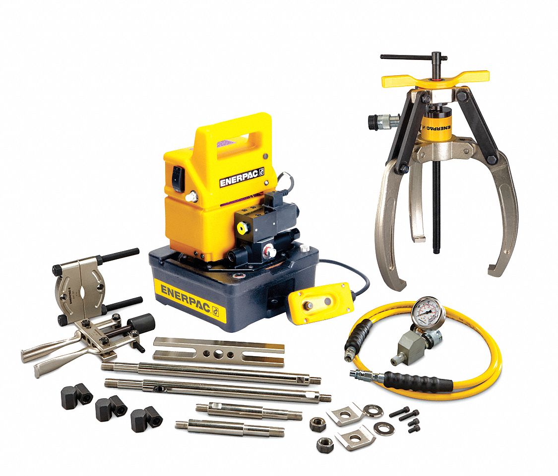 ENERPAC, 7 ton Capacity with Attachments, 1 in Stroke Lg, Hydraulic Puller Set 55PW22