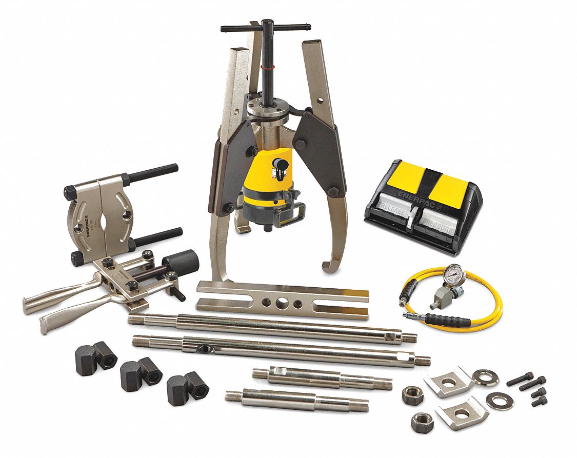 Hydraulic Puller Set: 25 ton Capacity with Attachments, 64 ton Cylinder Nominal Capacity