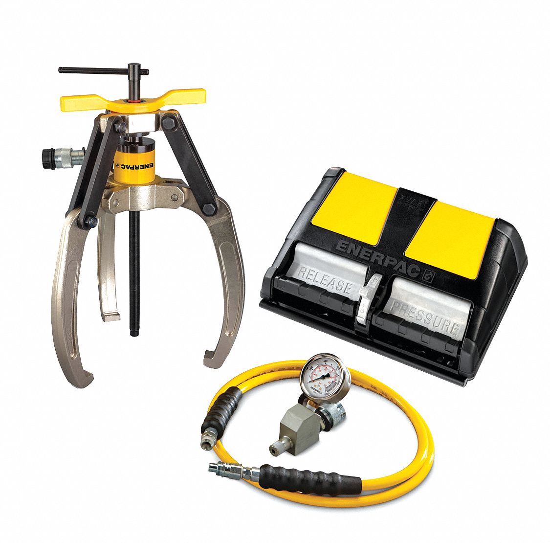 Hydraulic Puller Set: 10 ton Capacity with Attachments, 10 ton Cylinder Nominal Capacity