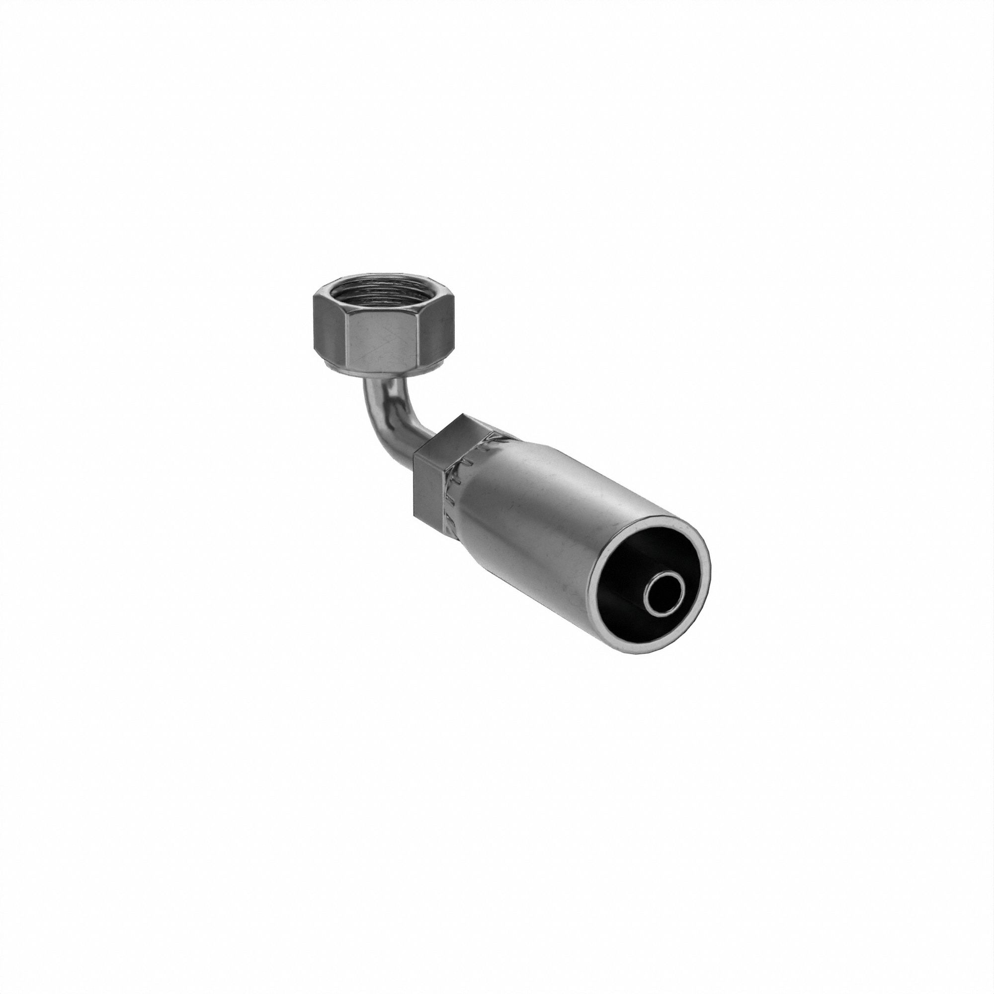 Hydraulic Crimp Fitting: Carbon Steel, 90° Elbow, -4 For Hose Dash Size, Female x Male