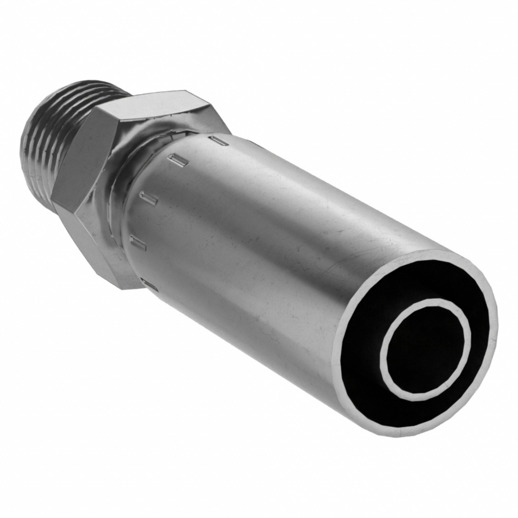 Hydraulic Crimp Fitting: Carbon Steel, Straight, -6 For Hose Dash Size, Male x Male