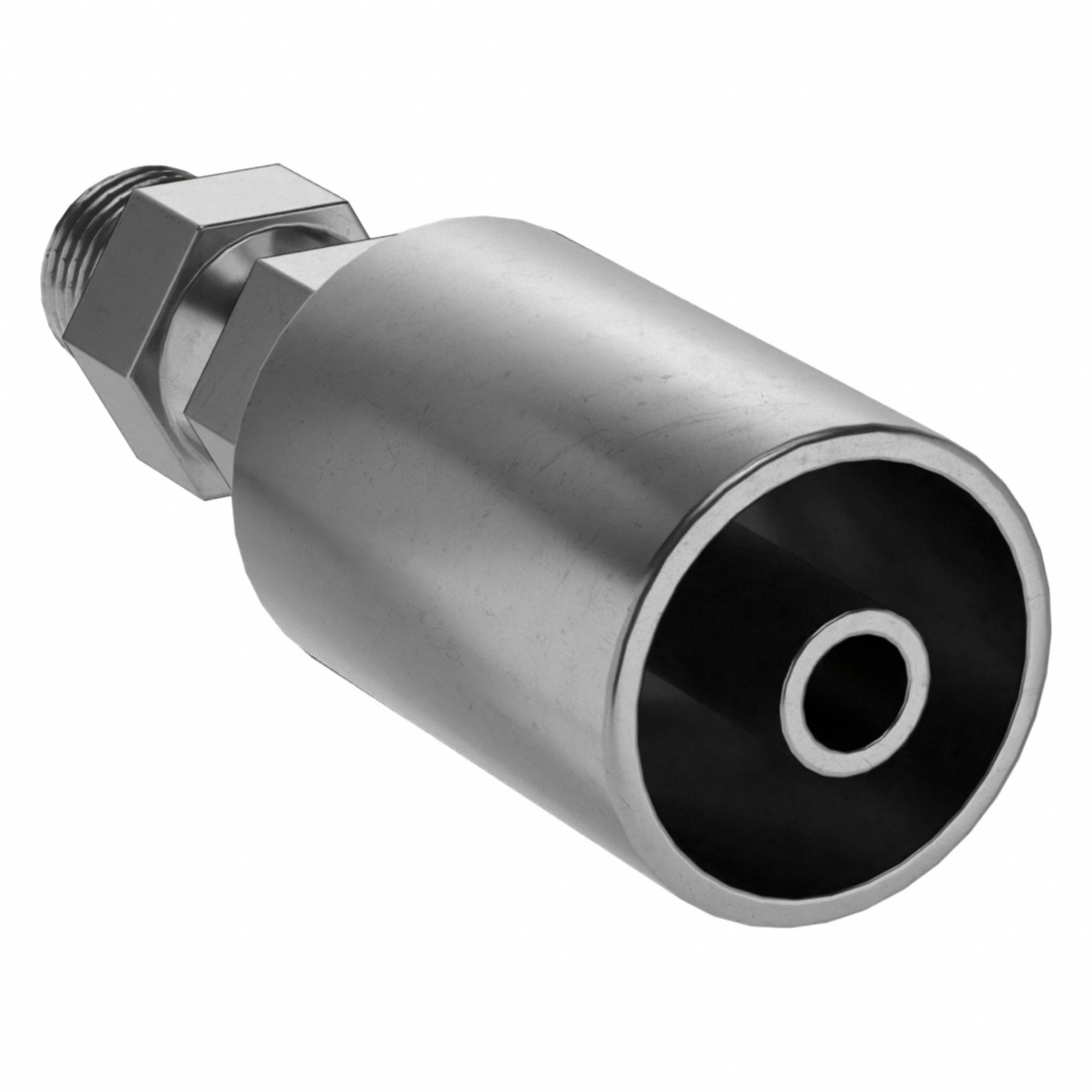 Hydraulic Crimp Fitting: Carbon Steel, Straight, -6 For Hose Dash Size, Male x Male