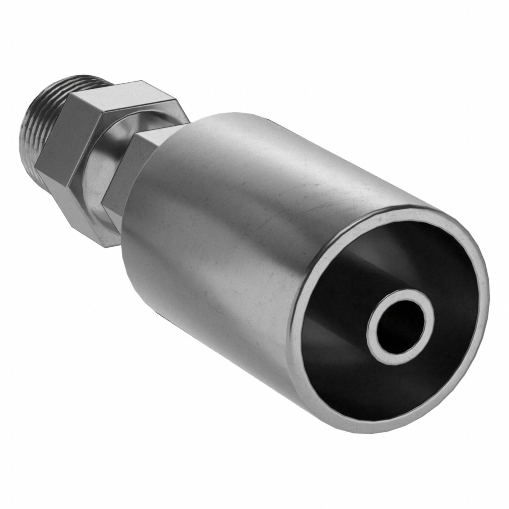 Hydraulic Crimp Fitting: Carbon Steel, Straight, -6 For Hose Dash Size, Male x Male