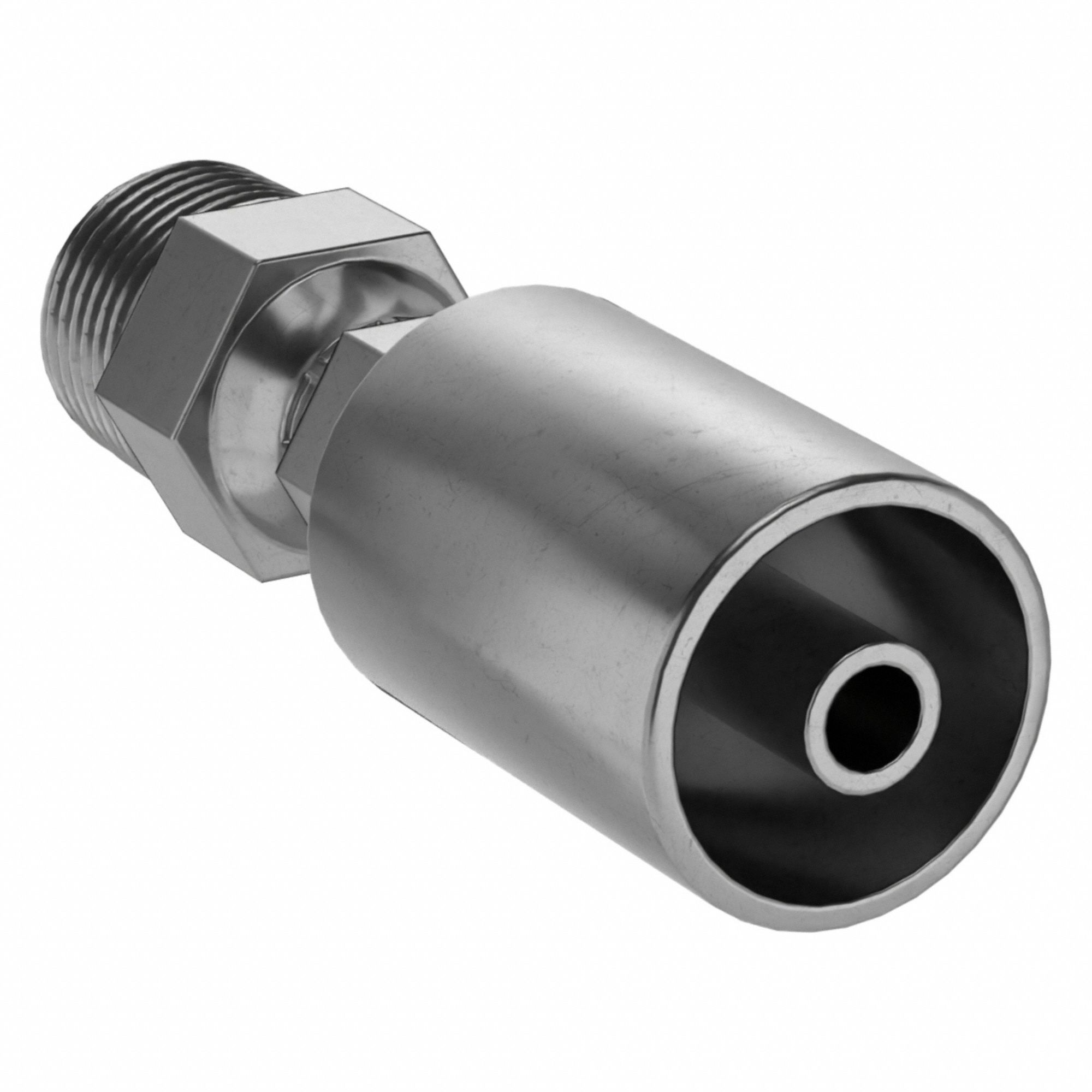 Hydraulic Crimp Fitting: Carbon Steel, Straight, -6 For Hose Dash Size, Male x Male