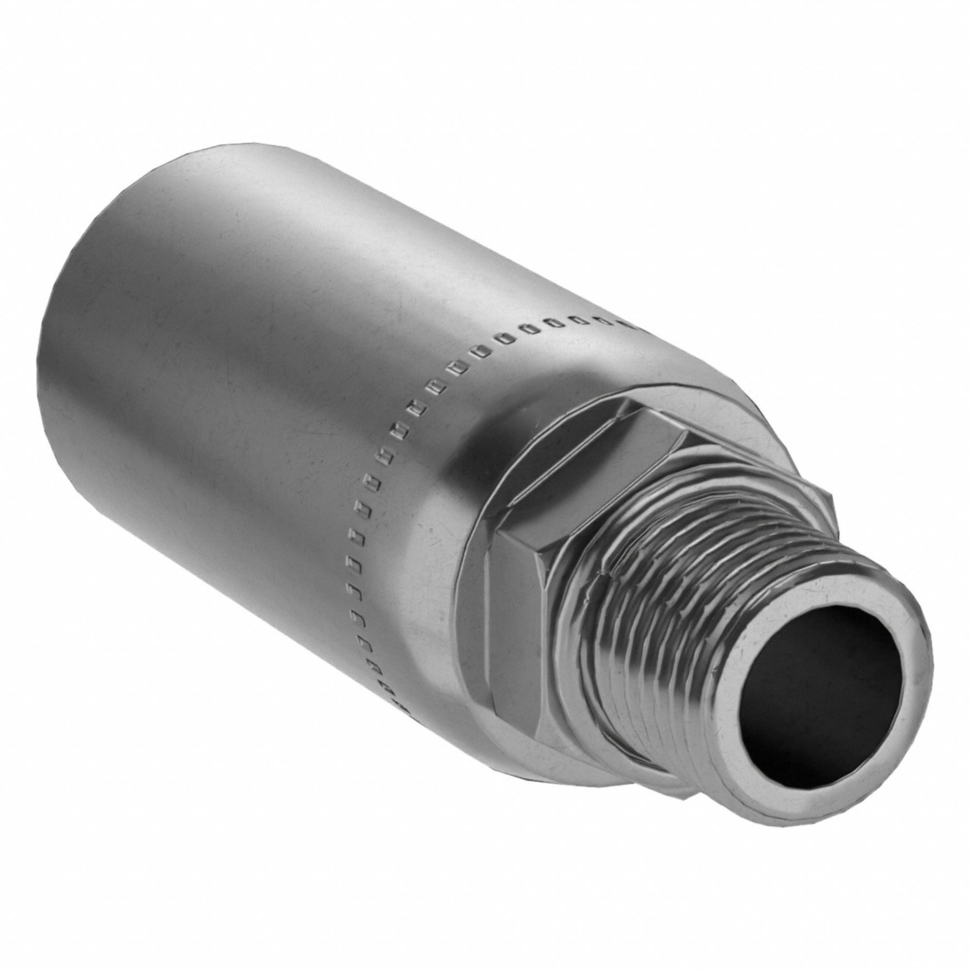 Hydraulic Crimp Fitting: Carbon Steel, Straight, -6 For Hose Dash Size, Male x Male